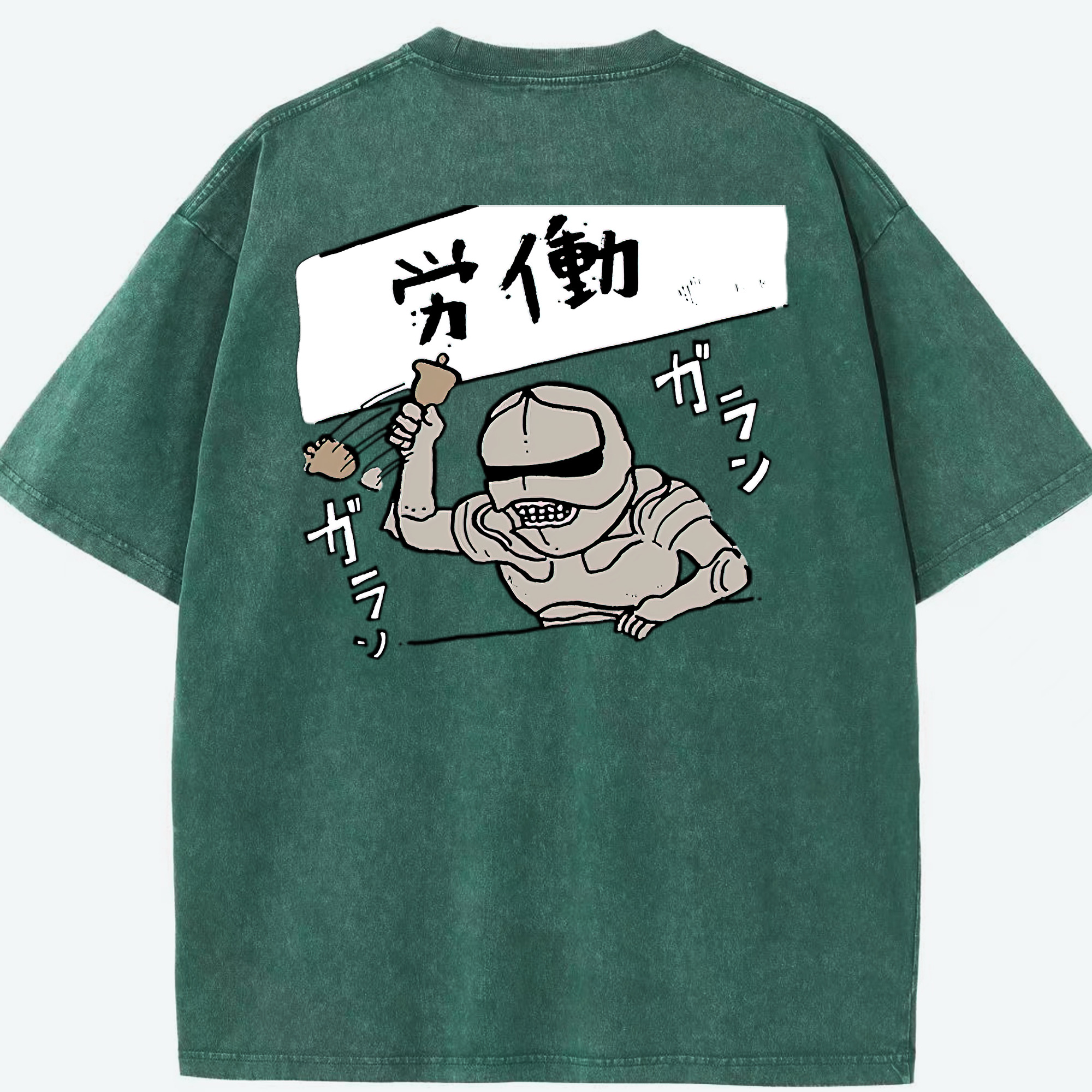 （画像用） ちいかわ 労働の鎧さん Chii-kawa Mr. Armor of Labor 綿100% ヴィンテージ風 半袖Tシャツ（背面プリント）